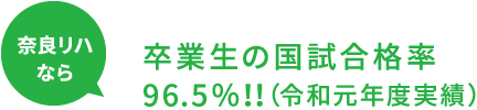 奈良リハなら 卒業生の国試合格率96.5％！！（令和元年度実績）